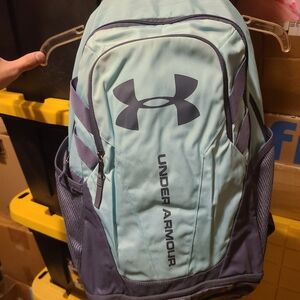 Under Armour Hustle 3.0 Mint Green and Navy Athletic Backpack